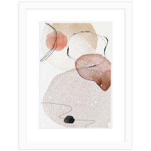 Weißer Bilderrahmen aus Massivholz, 40x60 cm, mit abstraktem Aquarellbild im klassischen Stil.