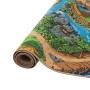 Gerollter, türkiser Snapstyle Kinder Straßenteppich 100x200cm mit Dschungel-Motiv.