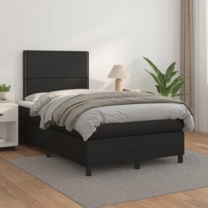 vidaXL Boxspringbett mit Matratze Schwarz 120x200 cm Kunstleder 3142773