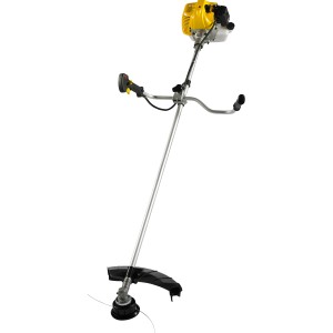 Texas BCU43 Benzin-Freischneider/Motorsense mit gelbem Motor und V-Griffen.