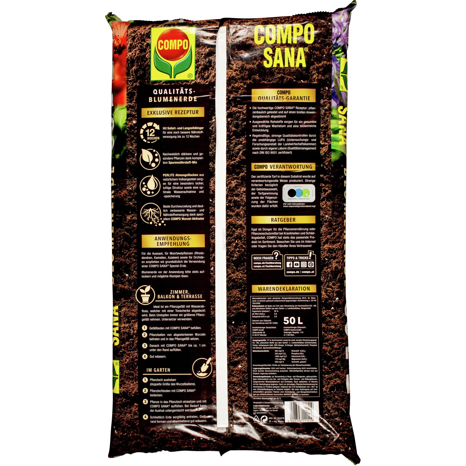 Compo Sana QualitätsBlumenerde 1 x 50 l kaufen bei OBI
