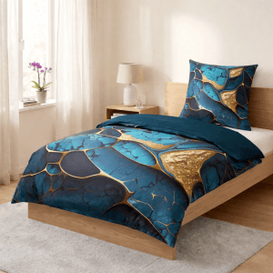 SANILO Bettwäsche 2-teilig Marmor Cobalt