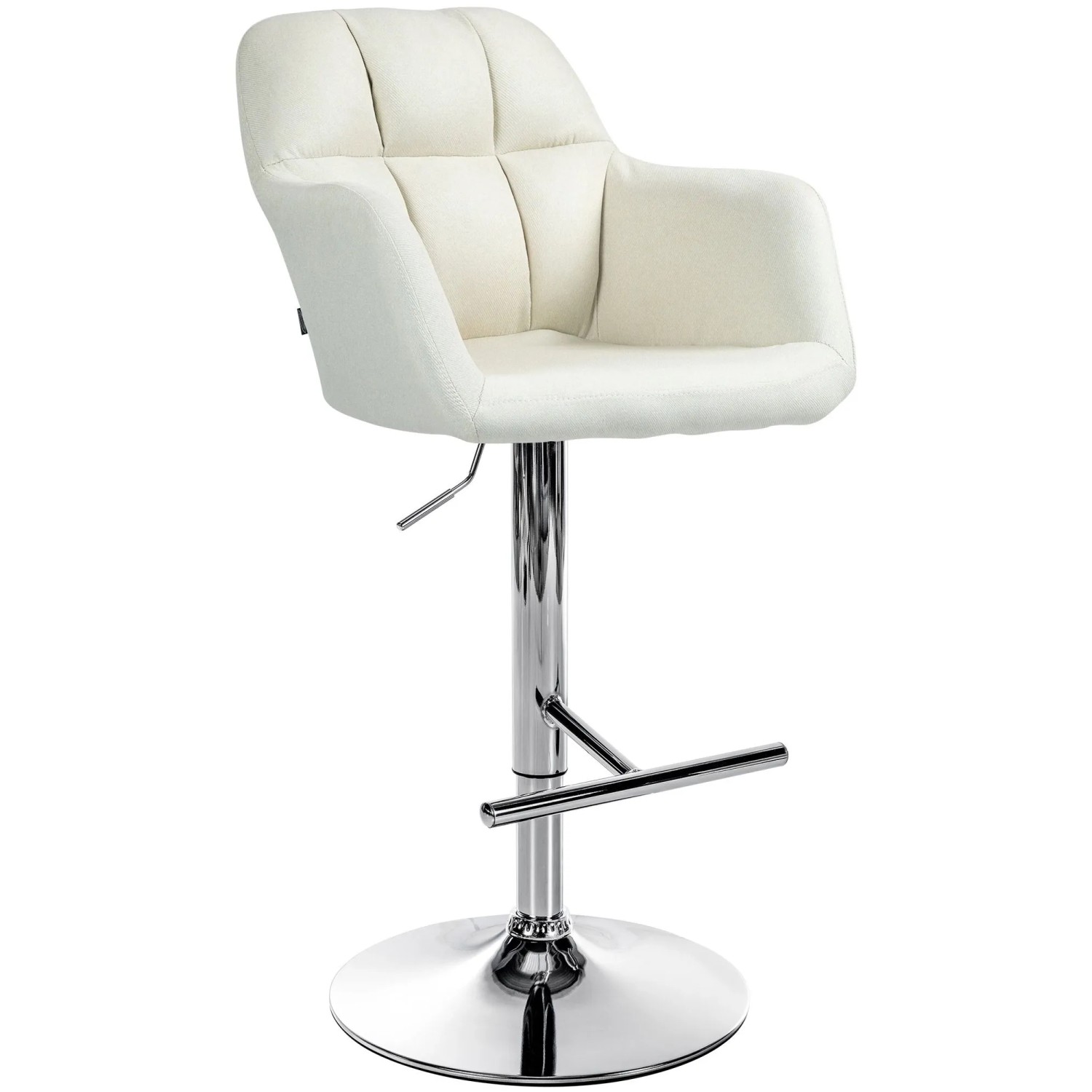 DELUKE Barhocker TUBEL Stoff Creme 57x59x97cm Silber Barstuhl Höhenverstellbar Mit Lehne Drehbar Tresenhocker Tresenstuhl