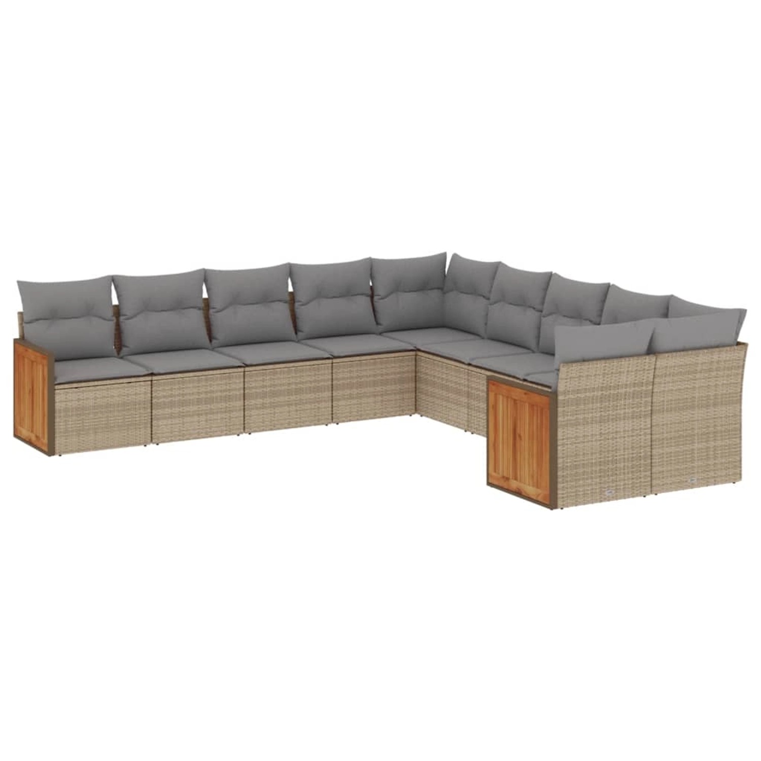 vidaXL 10-Tlg Garten-Sofagarnitur mit Kissen Beige Poly Rattan 3260435 günstig online kaufen