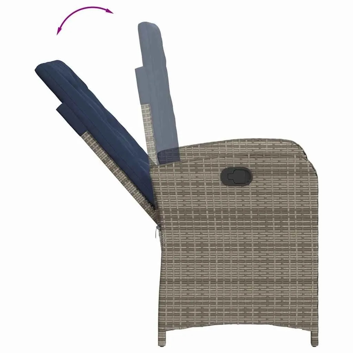vidaXL Gartensessel mit Kissen 2 Stk Verstellbar Grau Poly Rattan 365175_8