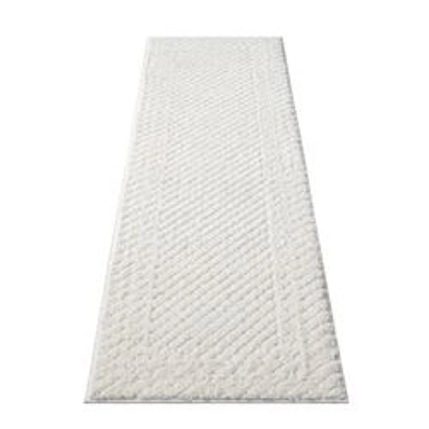 payé Teppich Nara-627 Hochflor 80x300 cm Pastell-Creme Rautenmuster günstig online kaufen