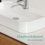 Modernes, eckiges Emke Handwaschbecken aus Keramik, Aufsatzwaschbecken mit Hahnloch.