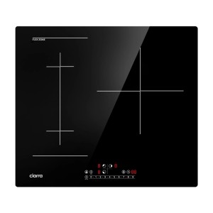Schwarzes CIARRA Induktionskochfeld 60 cm mit 3 Zonen und Touch-Bedienfeld.