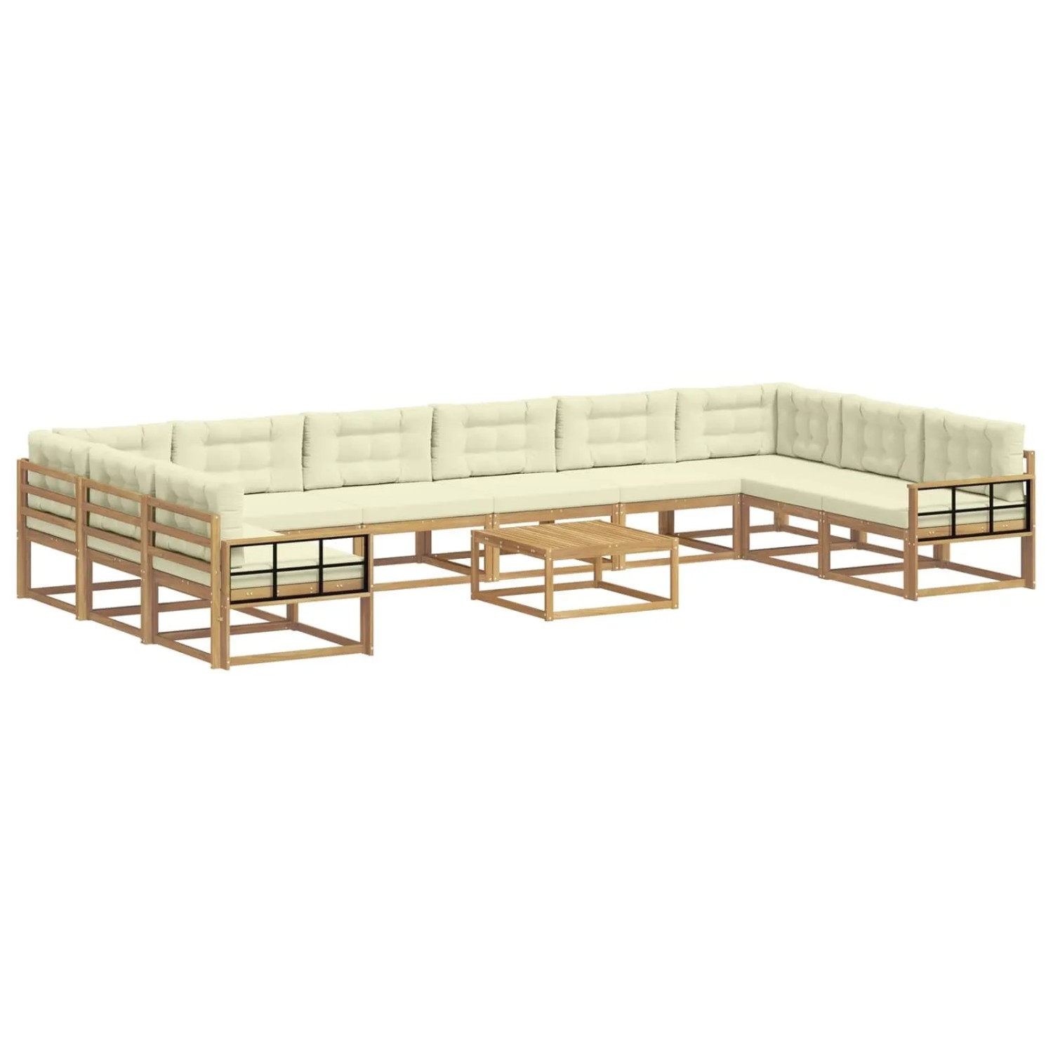 vidaXL Outdoor-Sofagarnitur mit Kissen 11 Stk Weiß und Creme 3387149