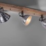 Just Light Wand- und Deckenleuchte Samia, 3-flammig, Eisen und Holz, Spots drehbar.