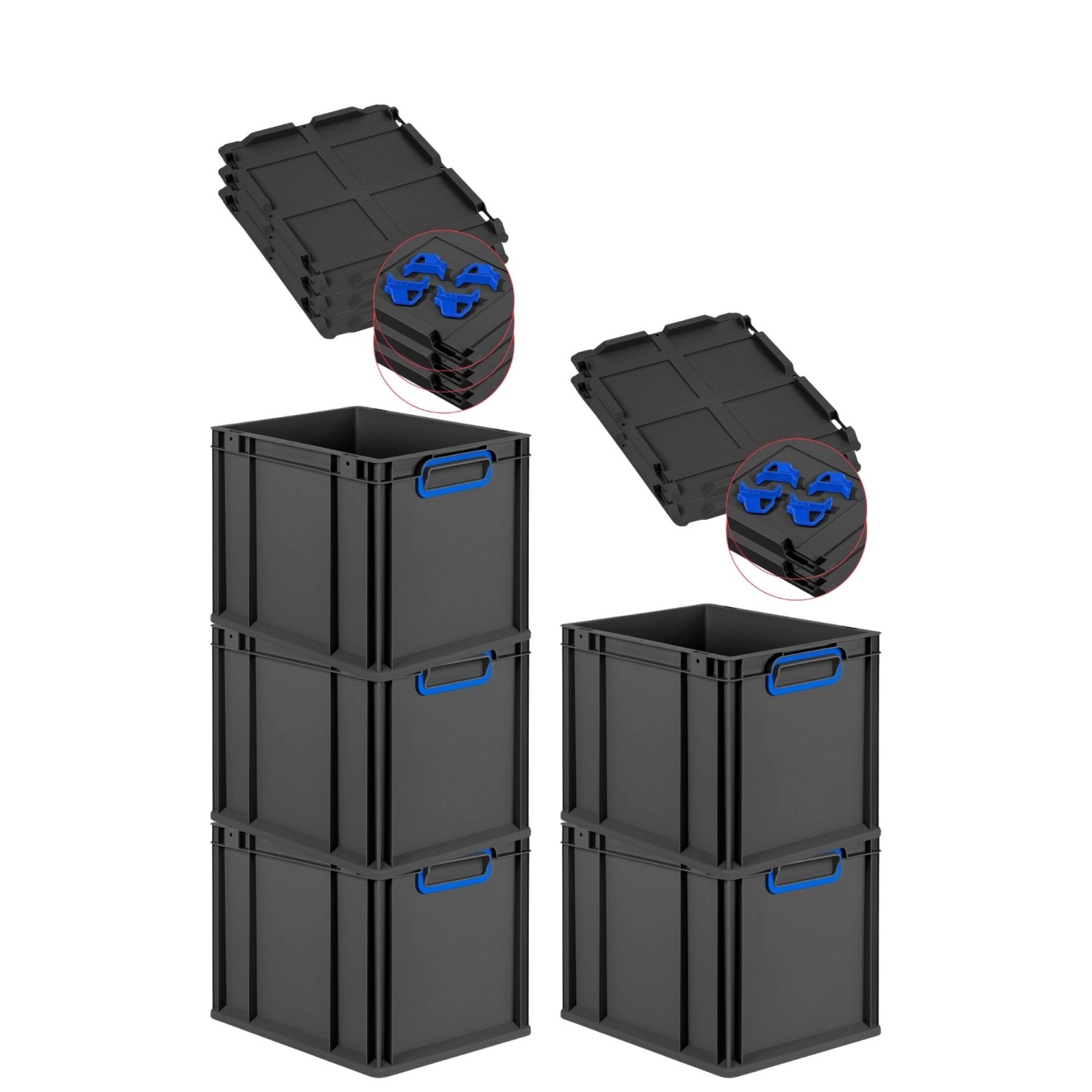 PROREGAL SparSet 5x Eurobox Nextgen Color Mit Auflagedeckel HxBxT 32x30x40c günstig online kaufen