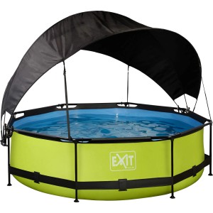 EXIT Lime Pool, grüner Stahlrahmen Pool ø 300 cm mit Sonnensegel und Filterpumpe.