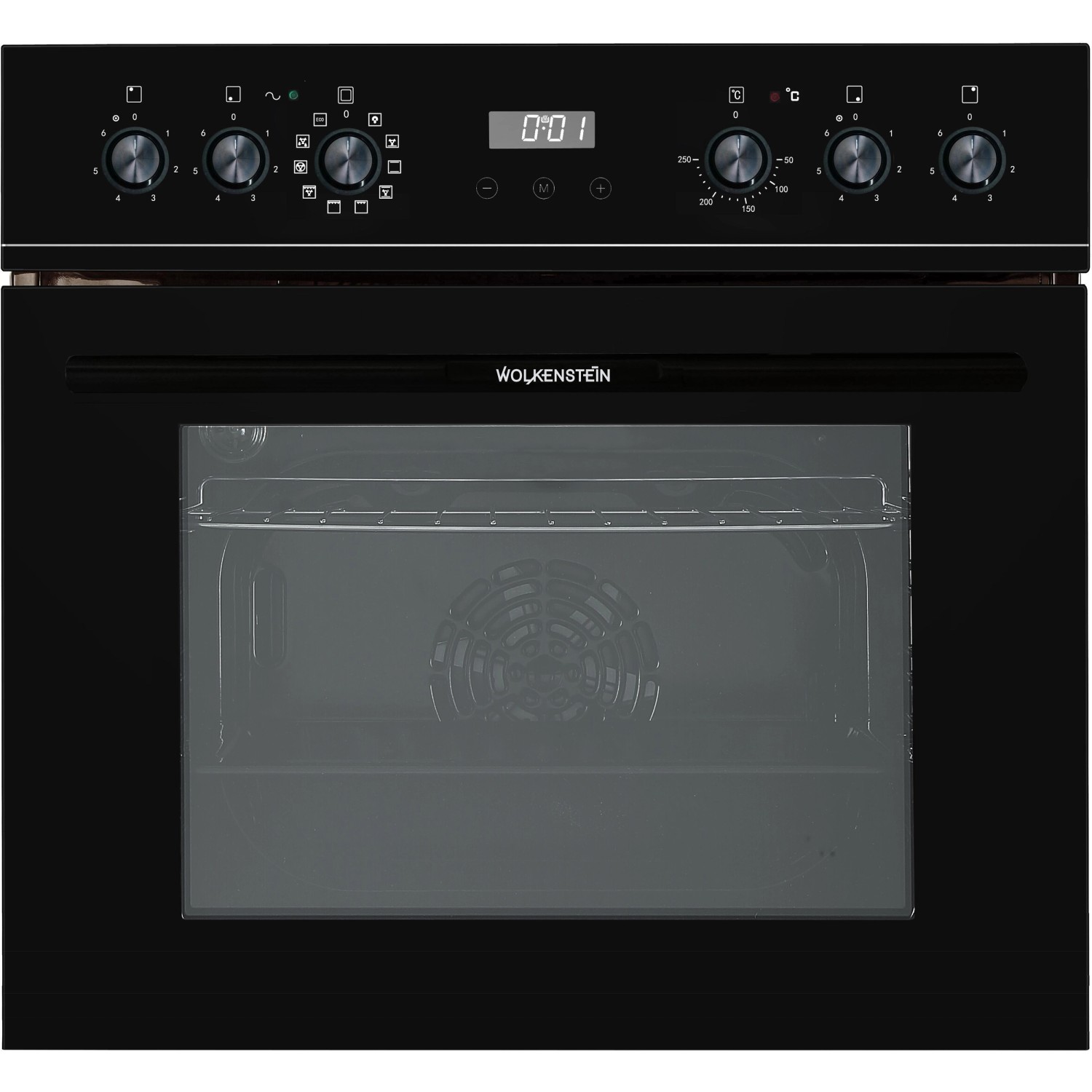 Wolkenstein Einbauherd-Set WMOC 100 in Schwarz mit Glaskeramikkochfeld.