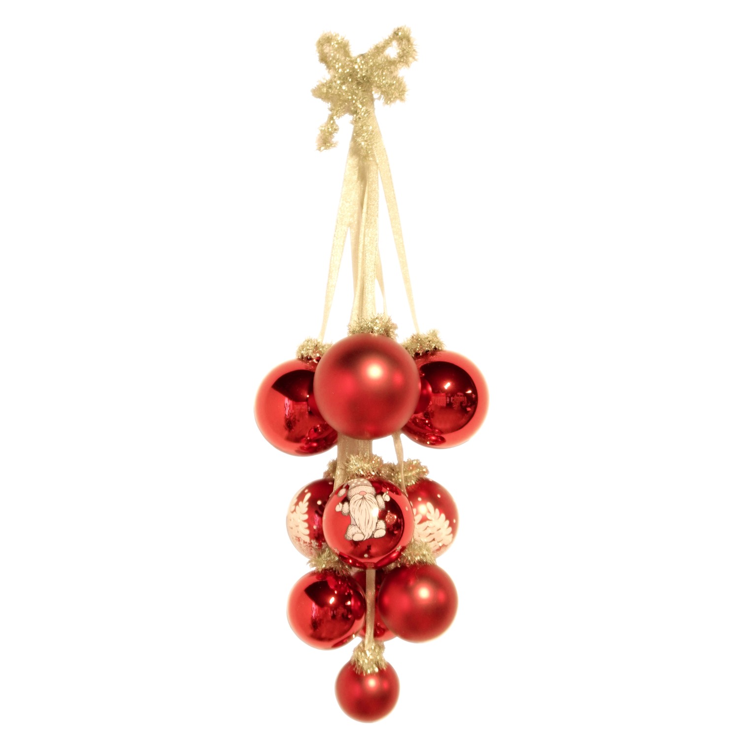 Krebs Glas Lauscha Weihnachtsornamente Kugelgehänge Rot 10-tlg. 27cm