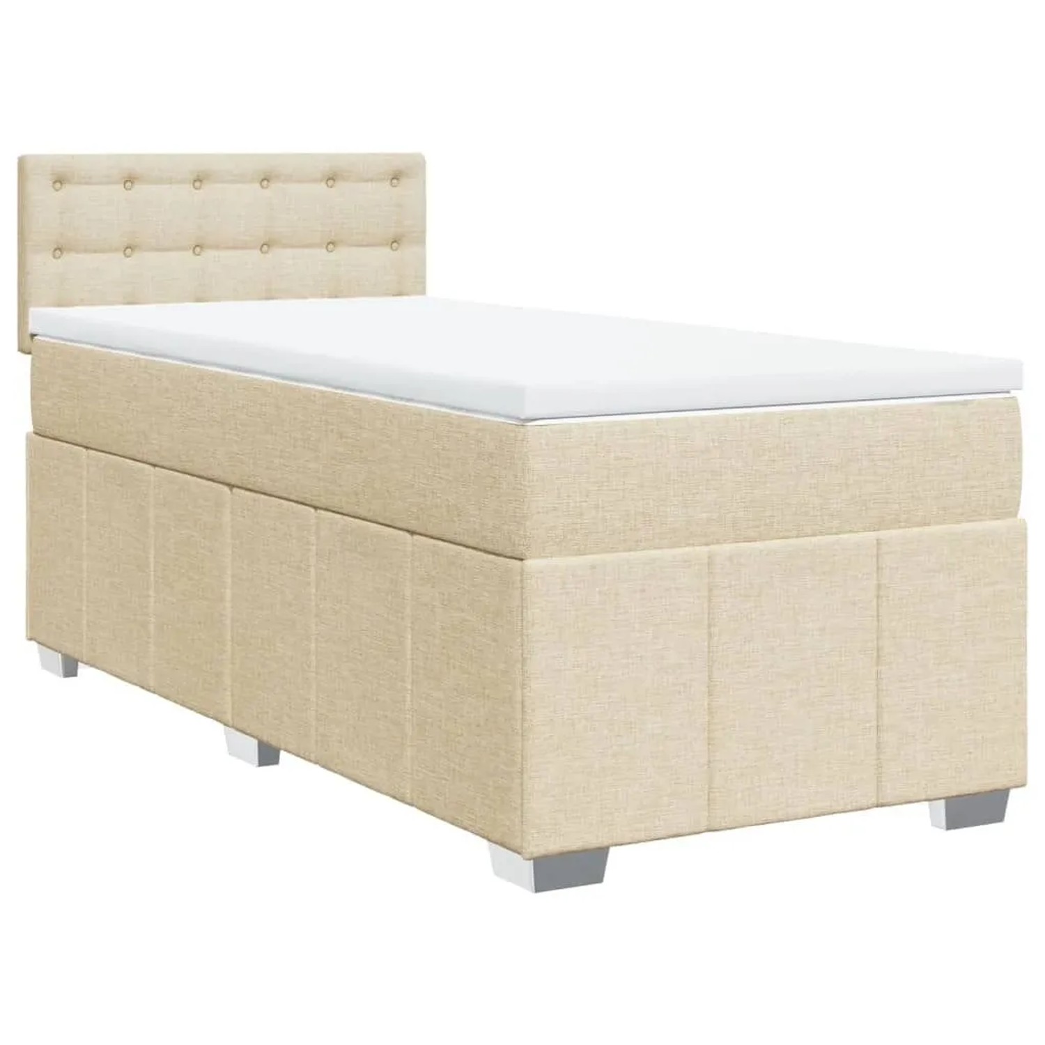 vidaXL Boxspringbett mit Matratze Creme 100x200 cm Stoff 3286998