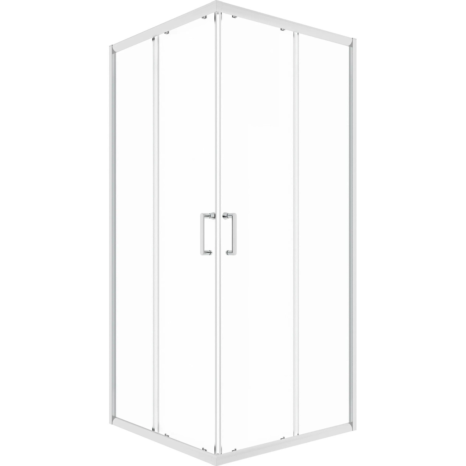 baliv Duschkabine DUK-90.40E, 90x90 cm, Chrom-Eckdusche mit Schiebetüren und Metallgriffen.