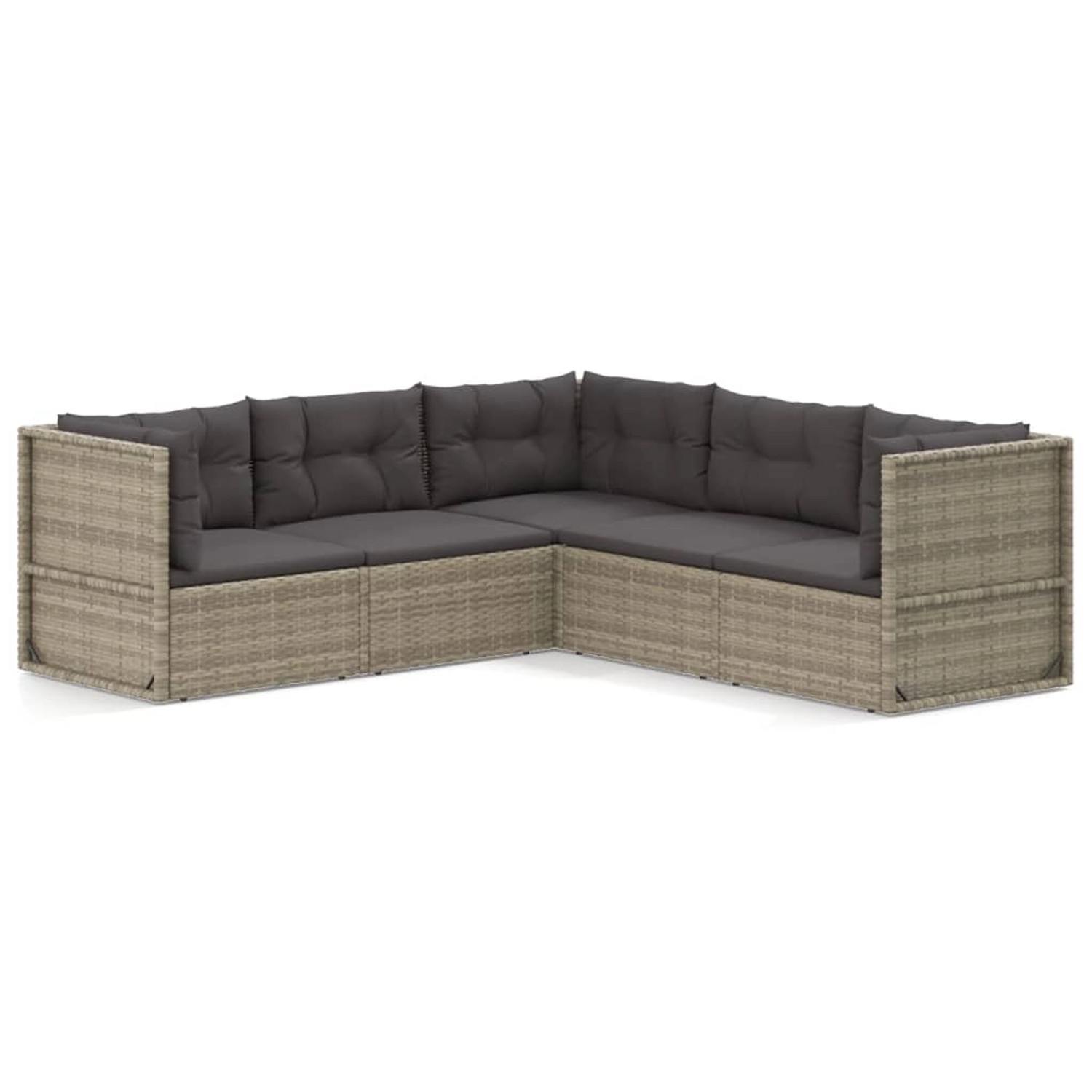 vidaXL 5-tlg Garten-Lounge-Set mit Kissen Grau Poly Rattan Modell 30 günstig online kaufen