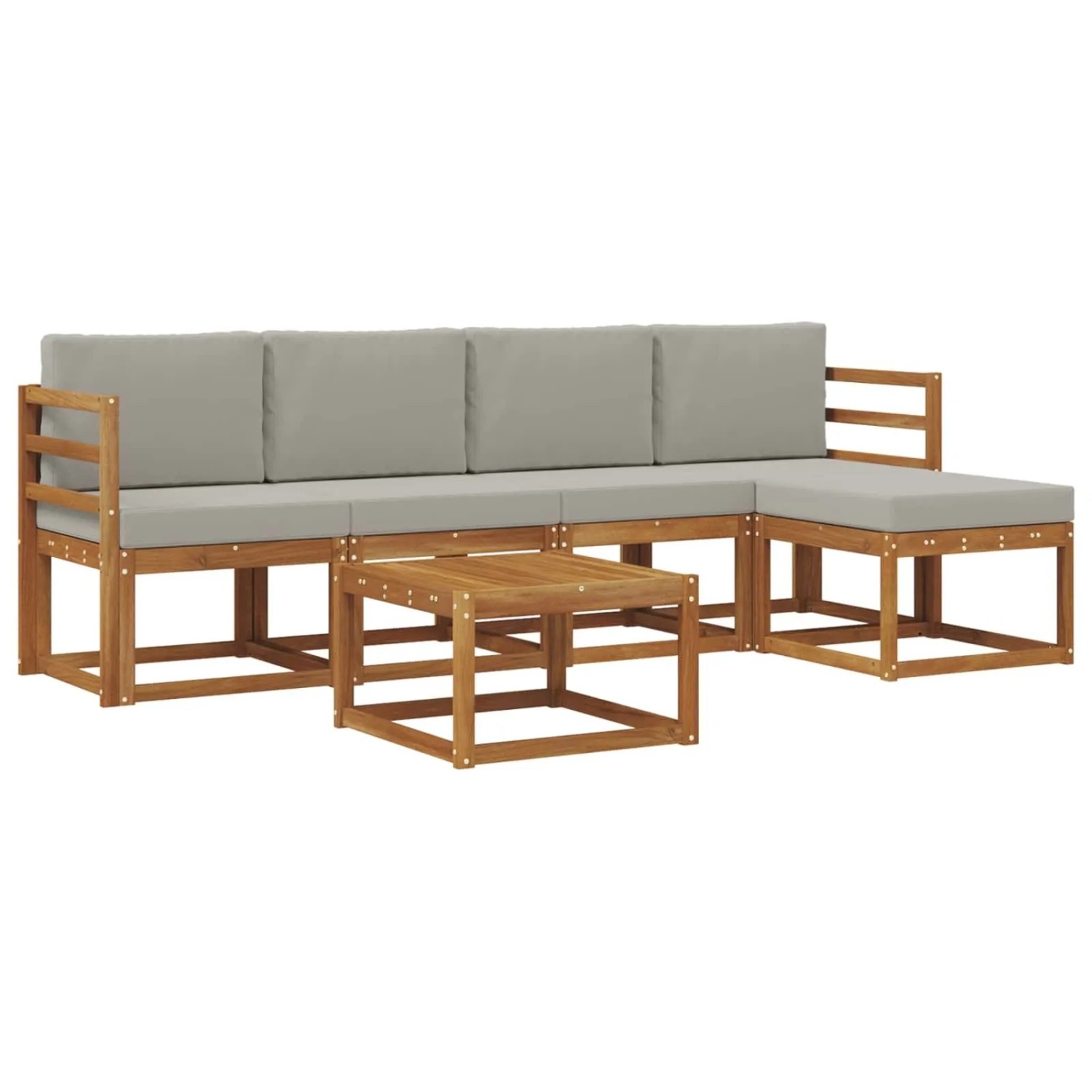 vidaXL Outdoor-Sofagarnitur mit Kissen 6 Stk Natur und Hellgrau 3366274