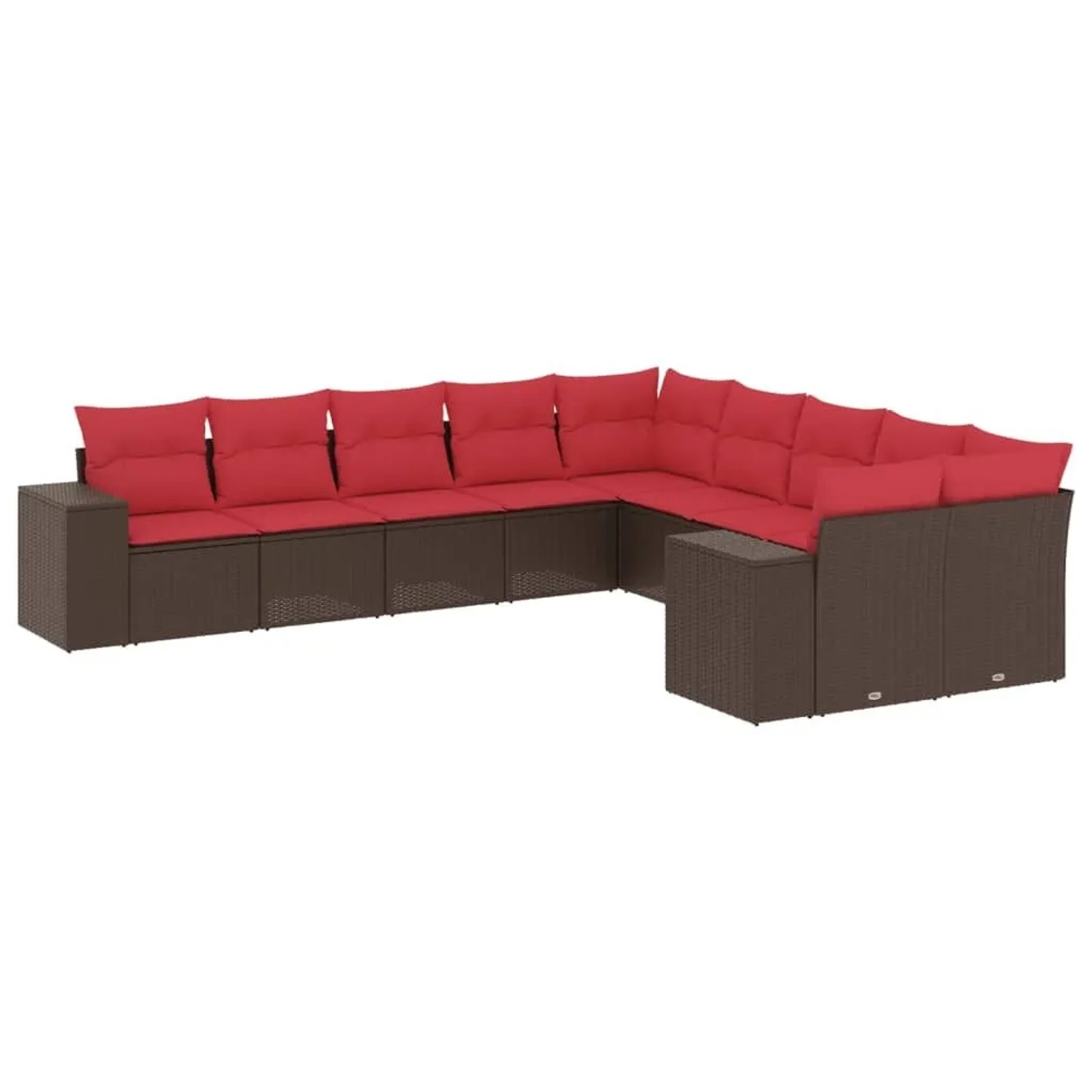 vidaXL 10-Tlg Gartensofa-Set mit Kissen Braun Polyrattan 3223113 günstig online kaufen