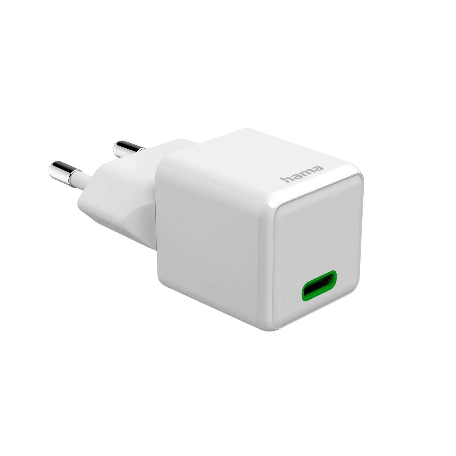 Weißes Hama USB-C Schnellladegerät Super-Mini-Charger PD 25W für Hausautomation.