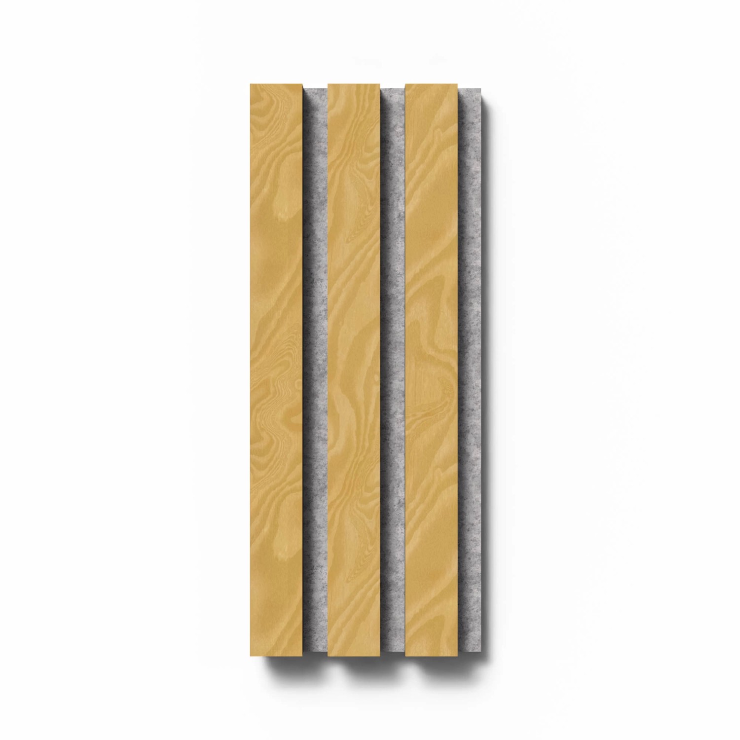 Akustikpaneel-Muster Esche Natur Geölt MDF Schwarz Filz Grau 29,5 cm x 15 cm