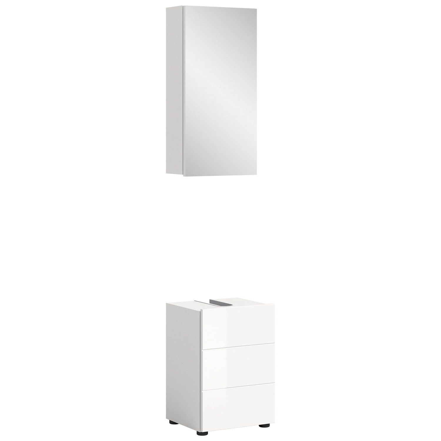 Badkombination m. Spiegelschrank/Beleuchtung Weiß Hochglanz 190 x 38 x 34 c günstig online kaufen