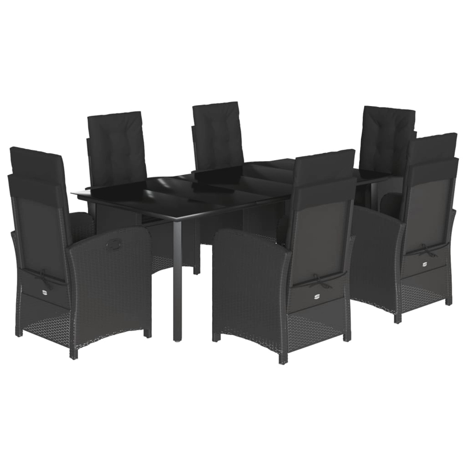 vidaXL 7-Tlg Garten-Essgruppe mit Kissen Schwarz Poly Rattan 3212327 günstig online kaufen