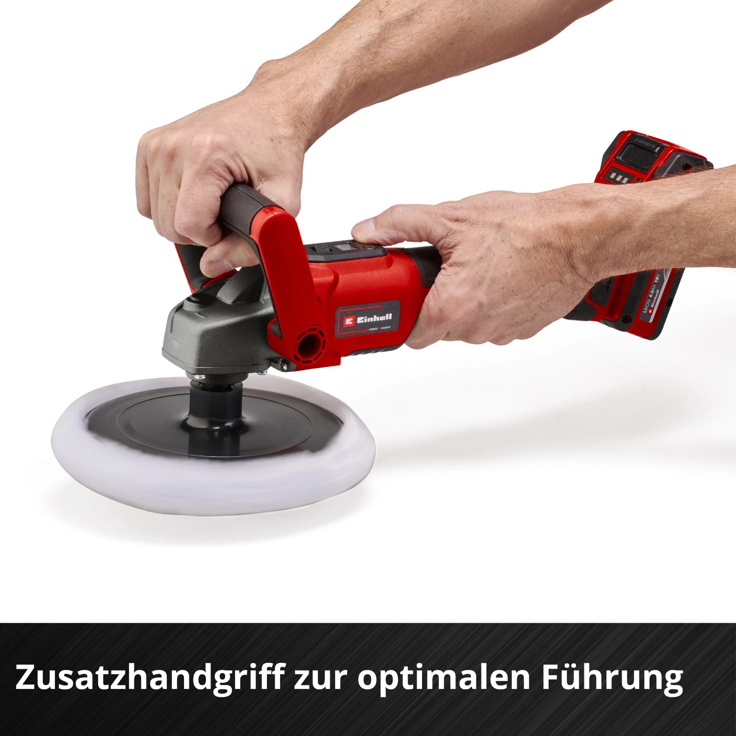 Einhell Akku-Schleif- und Poliermaschine CE-CP 18/180 Li E-Solo in Aktion.