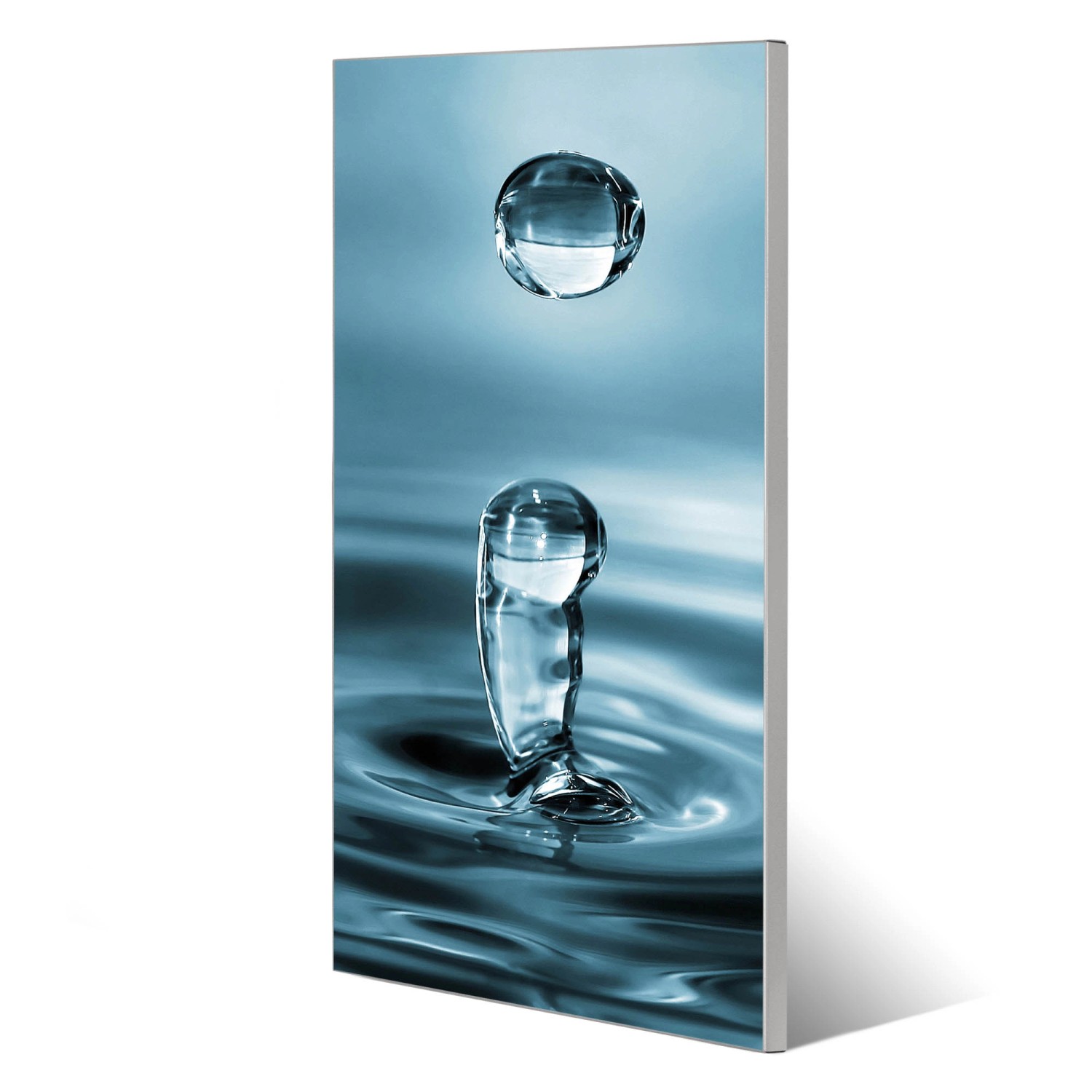 Banjado Magnettafel mit Wassertropfen-Motiv, 37x78cm, silberne Magnetwand für Notizen und Fotos.