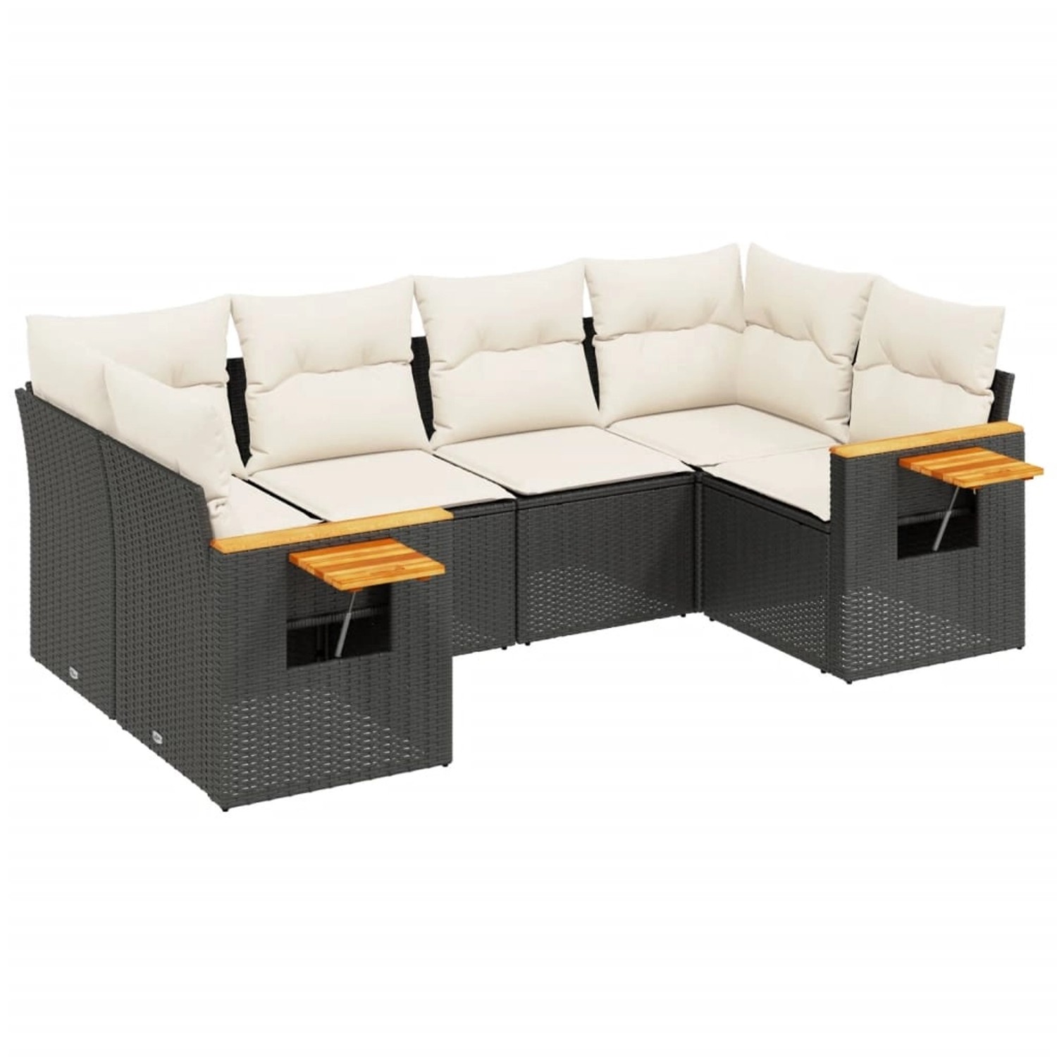 vidaXL 6-tlg Garten-Sofagarnitur mit Kissen Schwarz Poly Rattan Modell 123 günstig online kaufen