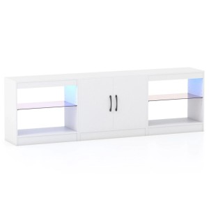 Costway 3-In-1 TV-Schrank Fernsehtisch mit Led Beleuchtung Weiß