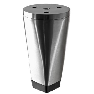 Hettich Möbelfuß Neiva, 100mm hoch, Edelstahl-Optik. Möbelbein für Tische und Schränke.