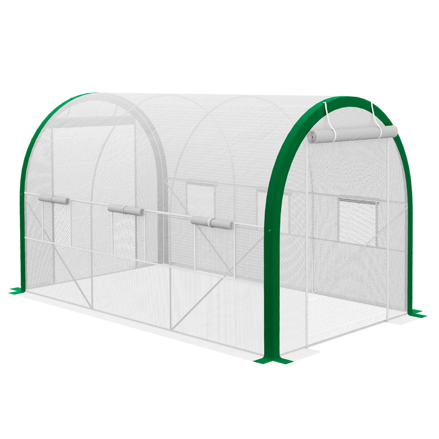 Outsunny Foliengewächshaus mit Rolltür Verzinkter Stahl Weiß 3,58 x 2,1 x 2 günstig online kaufen