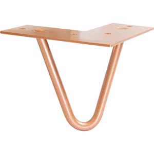 Wagner Möbelbein Hairpin, 100 mm, Pearl Brass, aus Stahl mit Anschraubplatte.