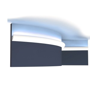 Flexible, weiße ORAC DECOR Eckleiste CX188F für indirekte Beleuchtung, 200cm lang.