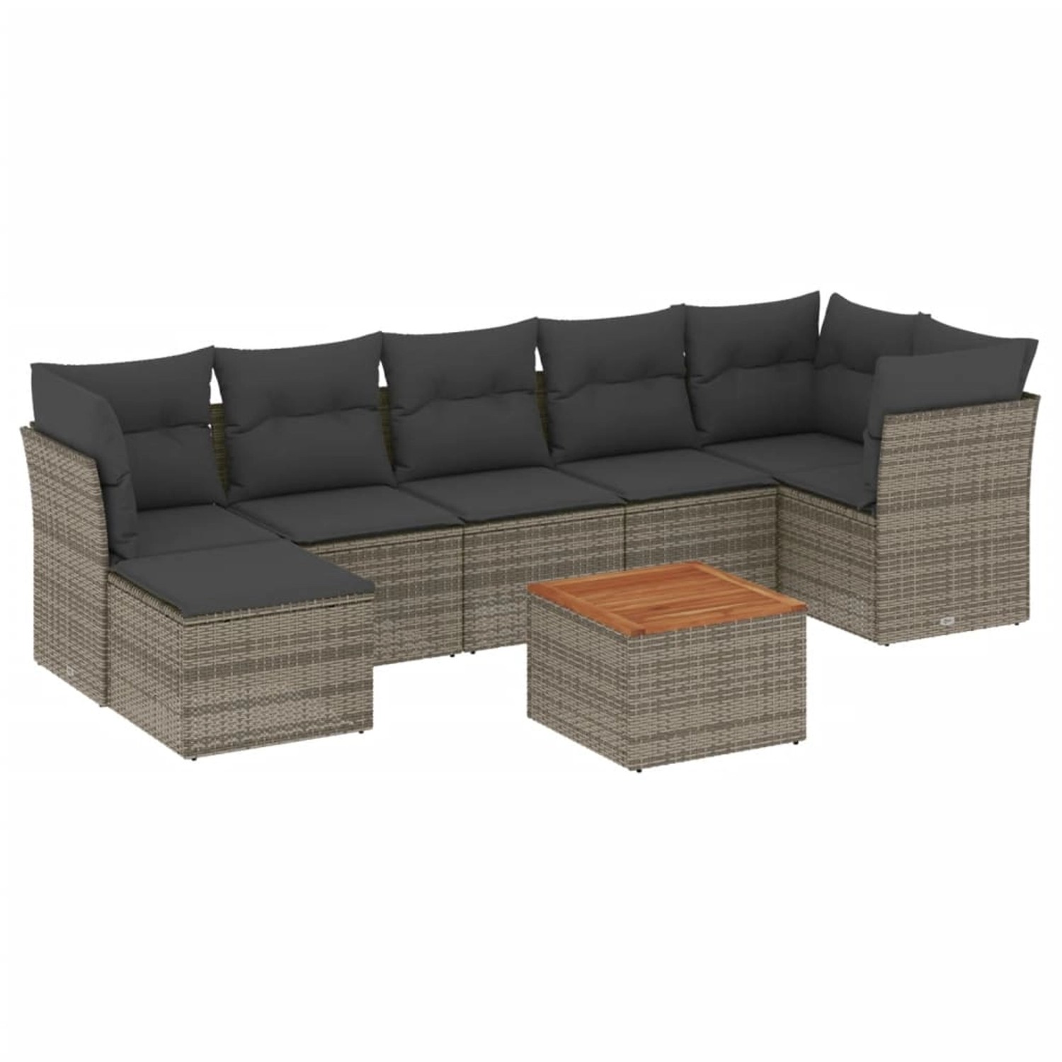 vidaXL 8-Tlg Garten-Sofagarnitur mit Kissen Grau Poly Rattan 3223757 günstig online kaufen