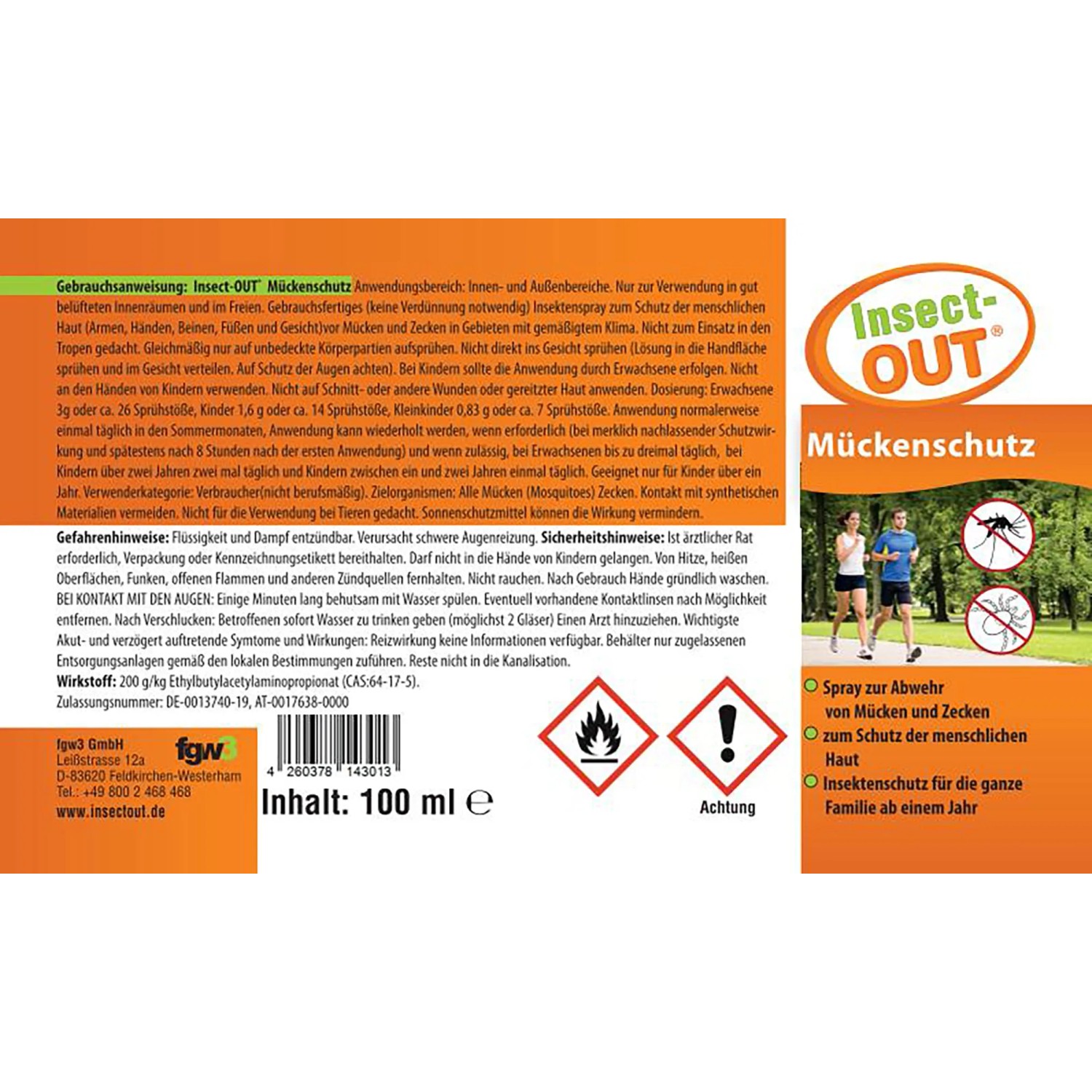 Insect-Out Mückenschutzspray 100ml: Spray zum Schutz vor Mücken und Zecken.