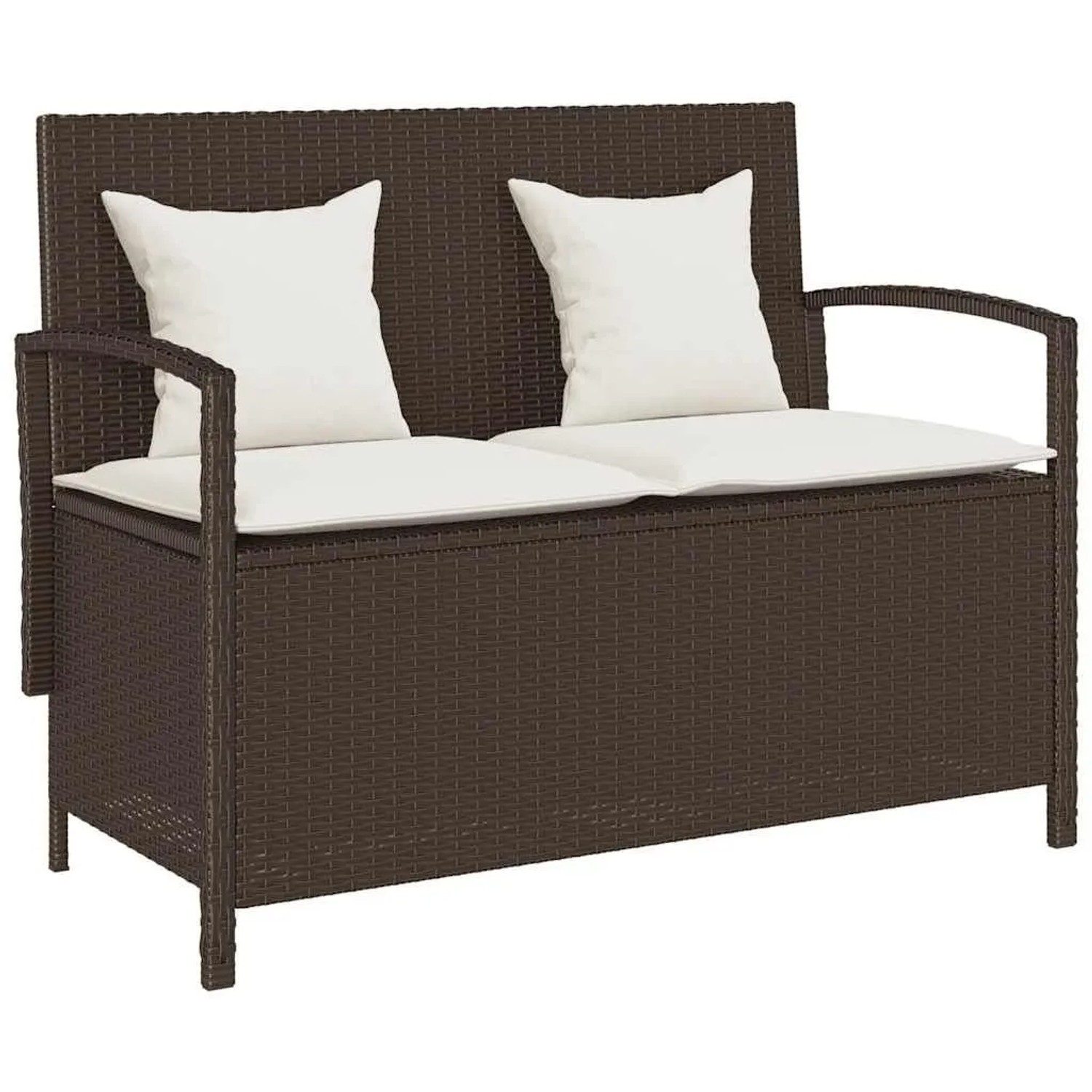 Furnicato Gartenbank Mit Stauraum Und Kissen Braun Poly Rattan