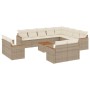 Beige 13-tlg. vidaXL Garten-Sofagarnitur aus Rattan mit Kissen.