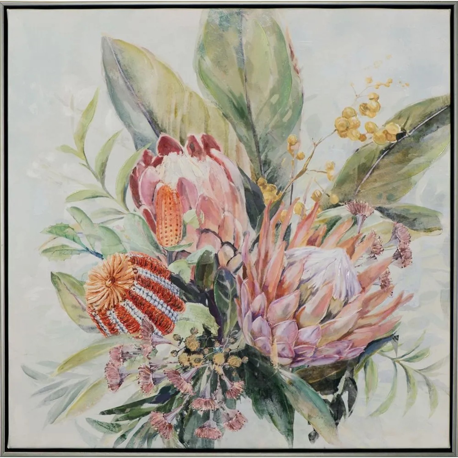 Art Universe Leinwandbild Rosafarbene Protea-Blüten 62 x 62 cm