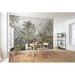 Disney Fototapete "Der König der Löwen" in Grün, Dschungel-Szene im Kinderzimmer.