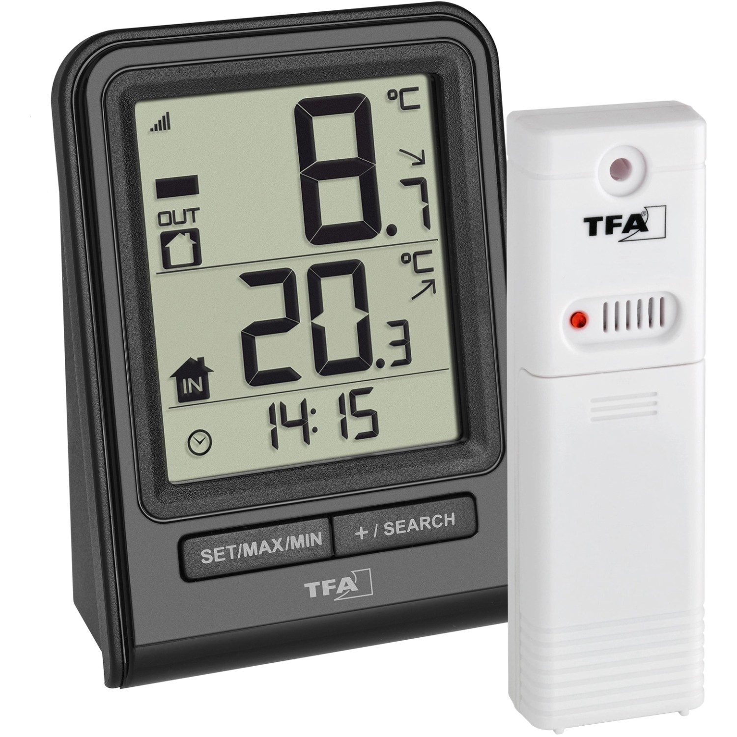 Thumbnail - TFA Funk-Thermometer Prisma mit Außensender Schwarz