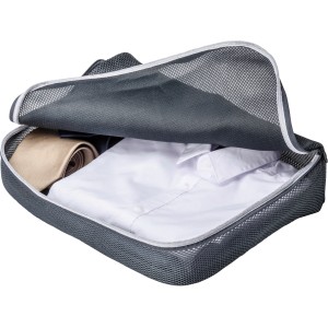 Wenko Reiseorganizer 3er Set, graue Textiltasche mit Hemd und Krawatte, Wäschenetz-Funktion.