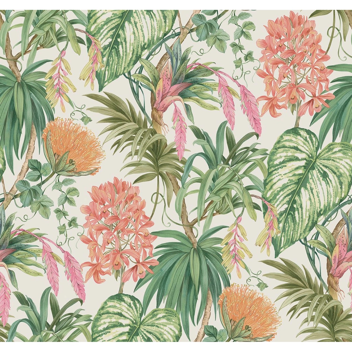 Sanders & Sanders Tapete Tropische Blätter Grün Orange Und Rot 53 Cm X 1005 günstig online kaufen