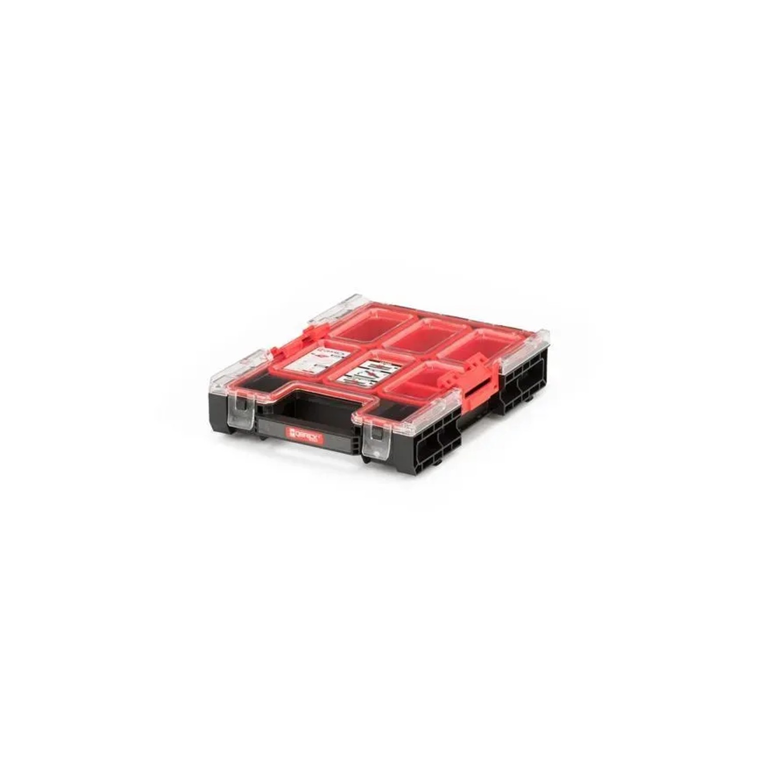 PROREGAL QBRICK Sortimentskasten One M, schwarz, mit 6 Fächern und Deckgriff.