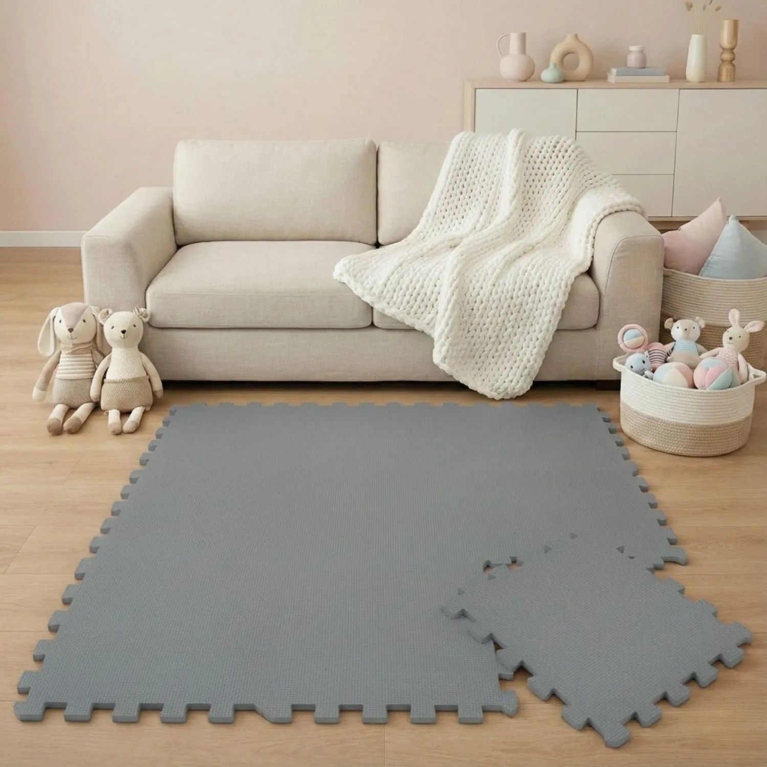 LittleTom Baby & Kinder Puzzlematte 30 x 30 cm 9 Stück  Grau