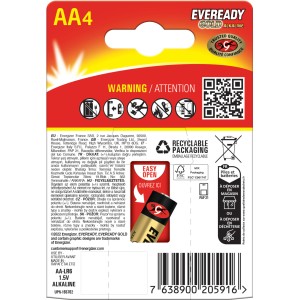 Energizer Eveready Gold AA Batterien, 4er-Pack Mignon Alkaline Batterien.