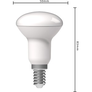 E14 LED Reflektorlampe R51, 4,9W, warmweiß, Abmessungen: 50x83mm. Energiesparend und langlebig.