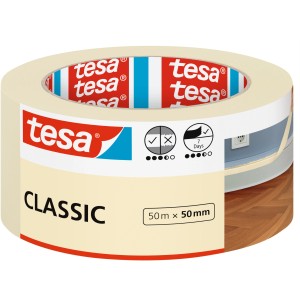 Tesa Malerband Classic, 50 mm breit, für saubere Farbkanten im Innenbereich.