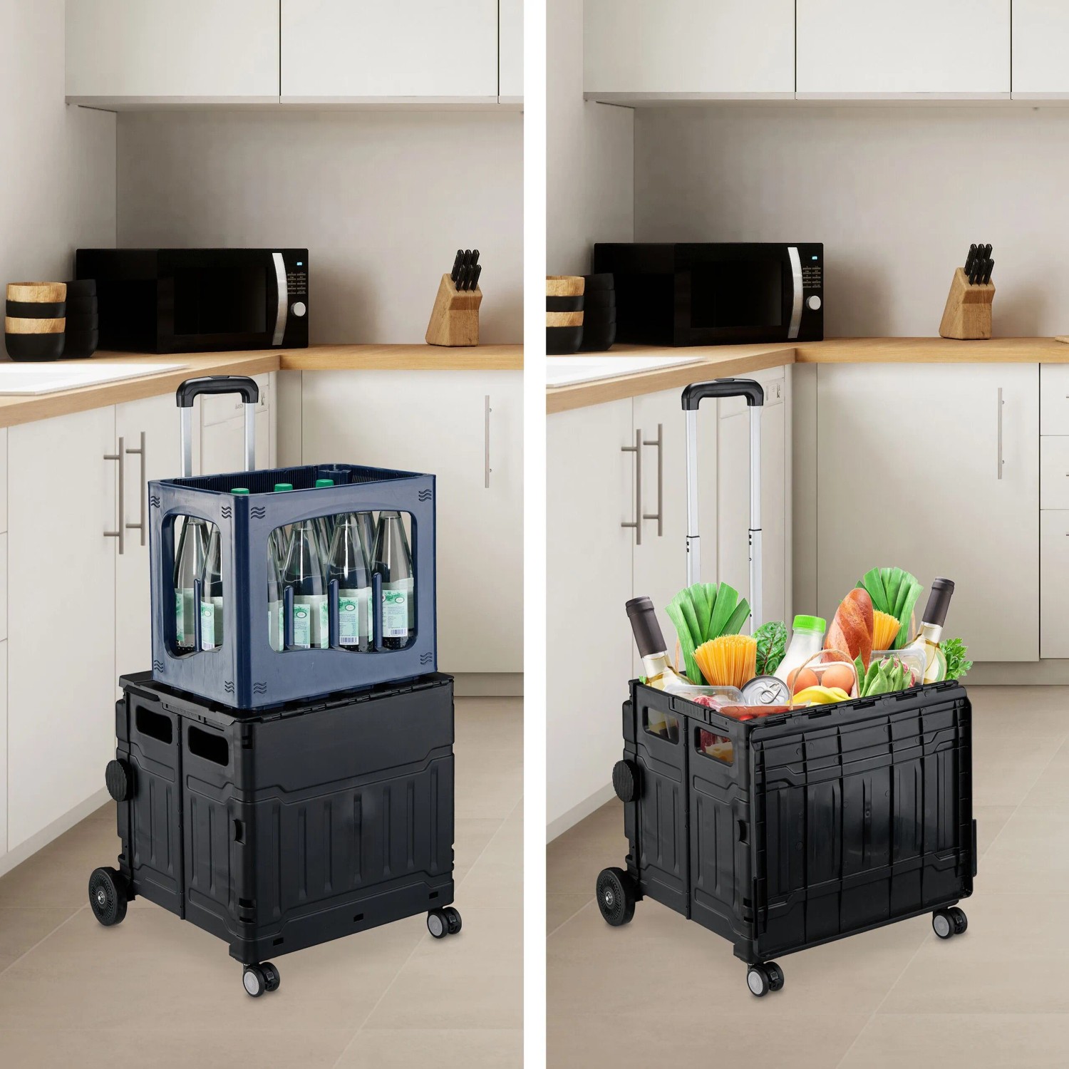 Relaxdays Einkaufstrolley Kunststoff Schwarz Klappbar Höhenverstellbar mit Deckel 91 cm x 47,5 cm x 43 cm 4,2 kg_5